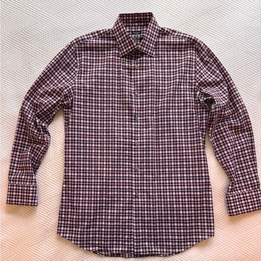 Paul Smith London Purple, Blue, White Checkered Button Down Shirt: 15.5 / 39 (M)